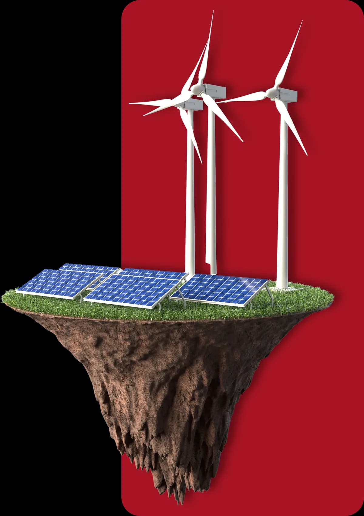 Güneş paneli ve rüzgâr türbiniyle yenilenebilir enerji illüstrasyonu